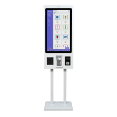 Quiosque de Pagamentos TP2 16:9, 2K, 32" Touch PCAP, PC core i5, ROM 128GB SSD, RAM 8GB , Windows 11 PRO. Impressora 80mm + NFC + QRcode + Terminal de Pagamento certificado NewNote. Fixação em parede.